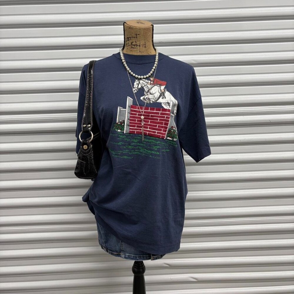 Navy blue vintage 90s Kentucky derby graphic tee
